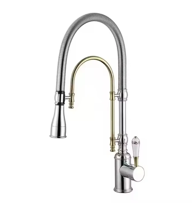 Modern Brass Kitchen Faucet with Single Handle, Spring Pull for Cold and Hot Water, Ceramic Valve Core
Modern Brass Kitchen Faucet with Single Handle, Spring Pull for Cold and Hot Water, Ceramic Valve Core