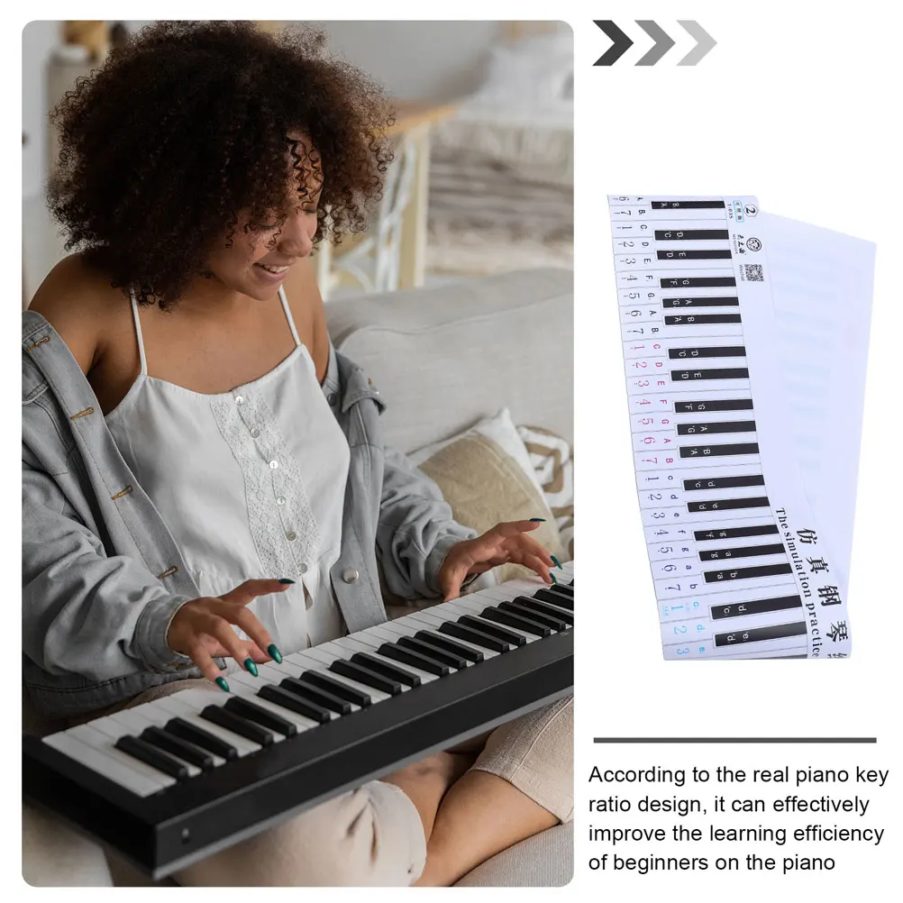 Piano Keyboard Sticker 88 Keys PVC Waterproof Dustproof Anti Ink Practice Teaching Aid Note Guide Simulated Paper for Beginners
Piano Keyboard Sticker 88 Keys PVC Waterproof Dustproof Anti Ink Practice Teaching Aid Note Guide Simulated Paper for Beginners