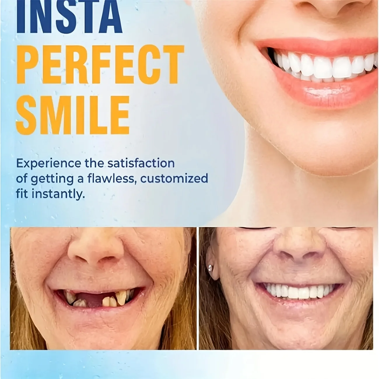 Temporary Cosmetic Teeth Cover Set | Realistic and natural appearance, suitable for different mouth shapes, adjustable, light and durable plastic material, comfortable and non-slip to wear, suitable for daily use and special occasions
Temporary Cosmetic Teeth Cover Set | Realistic and natural appearance, suitable for different mouth shapes, adjustable, light and durable plastic material, comfortable and non-slip to wear, suitable for daily use and special occasions