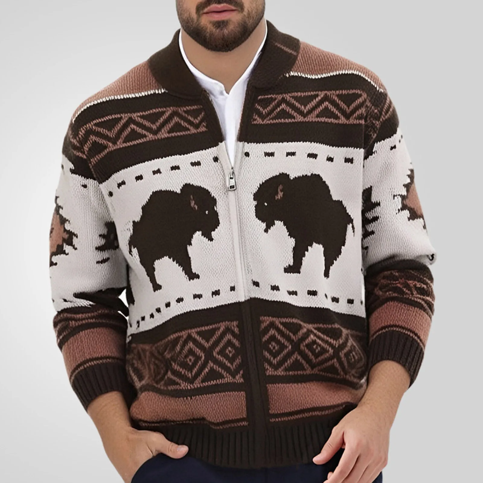 Trendy Mens Sweatercoats Turn-Down Collar Zipper Long Sleeve Knitted Coats For Men Fall Winter Vintage Crochet Knitted Cardigans
Trendy Mens Sweatercoats Turn-Down Collar Zipper Long Sleeve Knitted Coats For Men Fall Winter Vintage Crochet Knitted Cardigans
