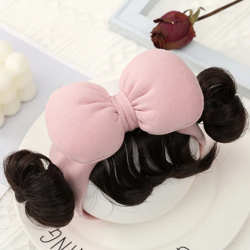 Baby headband with double bun head, baby wig, baby bow, children's headband
Baby headband with double bun head, baby wig, baby bow, children's headband