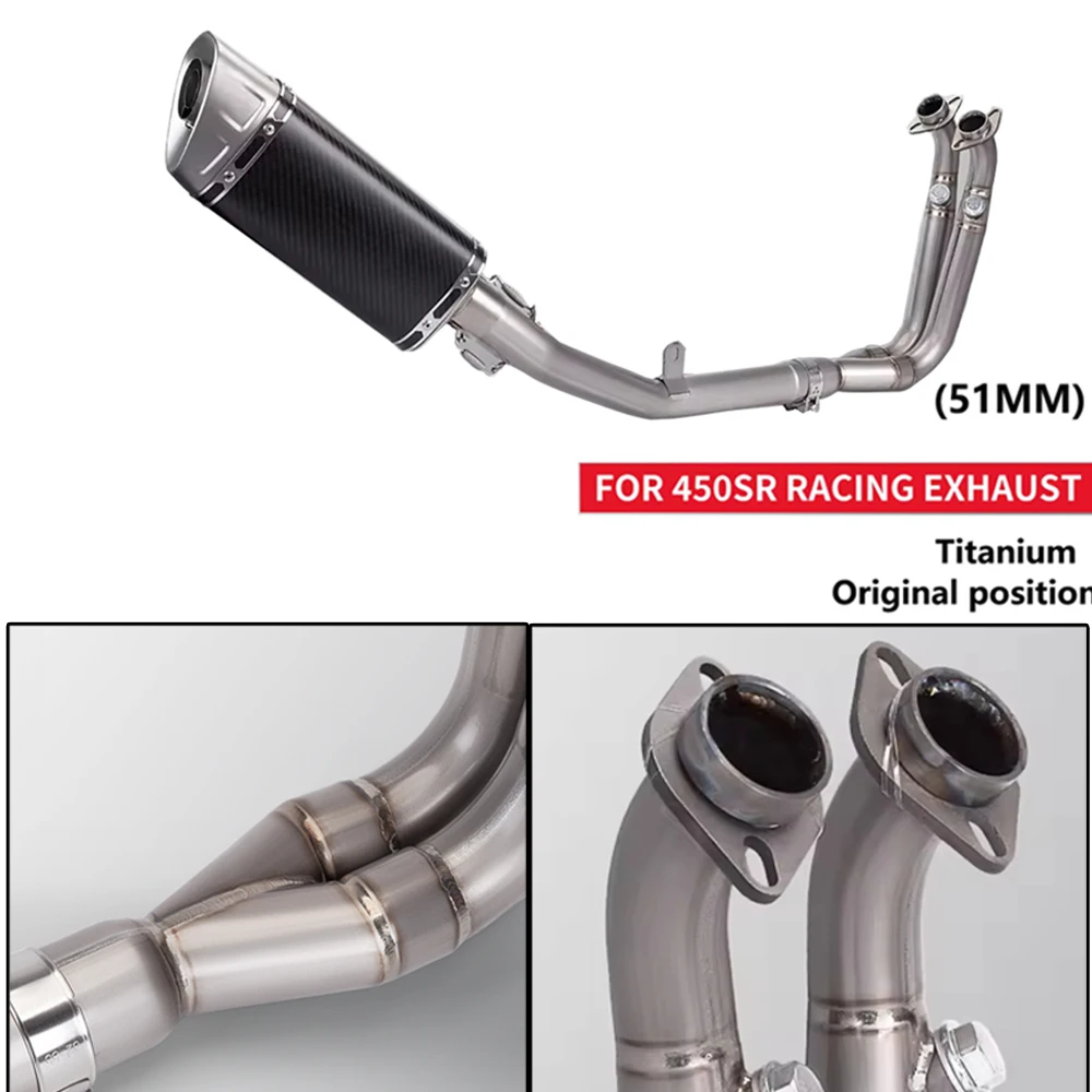 Slip on Motorcycle Full Exhaust System Moto Escape Titanium Alloy Front Link Pipe Carbon Fiber Muffler For 450SR Wholesale Price
Slip on Motorcycle Full Exhaust System Moto Escape Titanium Alloy Front Link Pipe Carbon Fiber Muffler For 450SR Wholesale Price