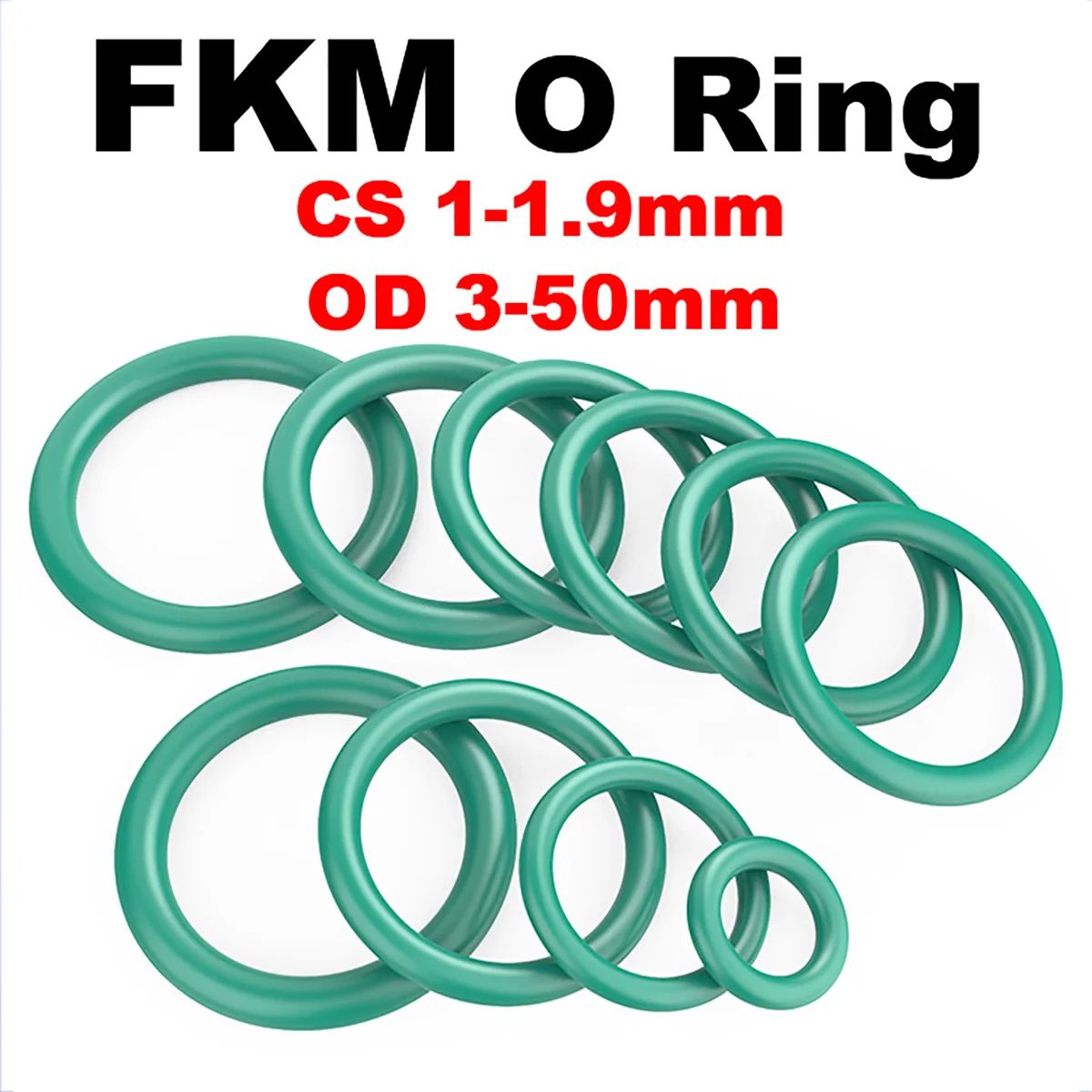 FKM O-ring Green Fluororubber Rubber Sealing Gasket O Ring CS 1/1.2/1.5/1.9mm OD 3-50mm Oil Resistant Acid Alkali Resistant
FKM O-ring Green Fluororubber Rubber Sealing Gasket O Ring CS 1/1.2/1.5/1.9mm OD 3-50mm Oil Resistant Acid Alkali Resistant