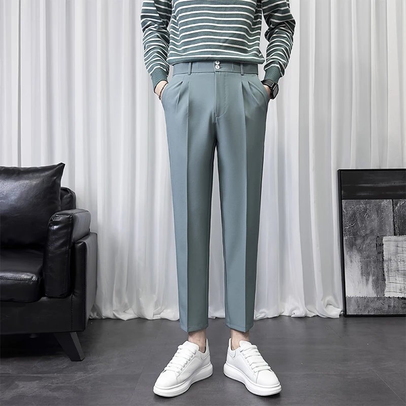 Casual Suit Pants Men Spring Autumn Comfortable Solid Ankle Length Dress Korean Fashion Men Brand Pants Blue Gray Coffee
Casual Suit Pants Men Spring Autumn Comfortable Solid Ankle Length Dress Korean Fashion Men Brand Pants Blue Gray Coffee
