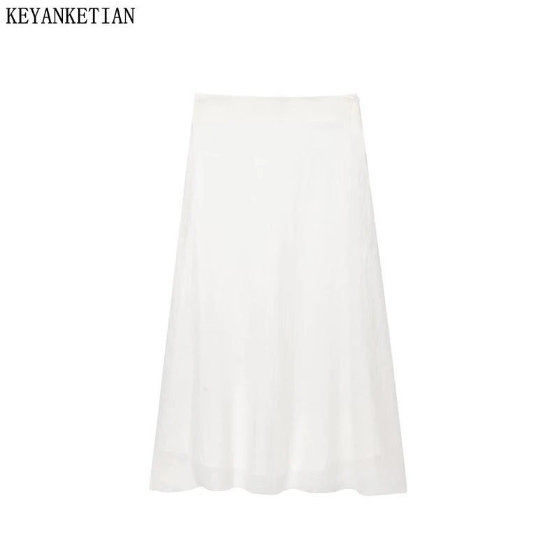 KEYANKETIAN 2025 Summer New Women's Linen White MIDI Skirt Office Lady Side Zipper High Waist Slim A Line Ankle-length Skirt
KEYANKETIAN 2025 Summer New Women's Linen White MIDI Skirt Office Lady Side Zipper High Waist Slim A Line Ankle-length Skirt