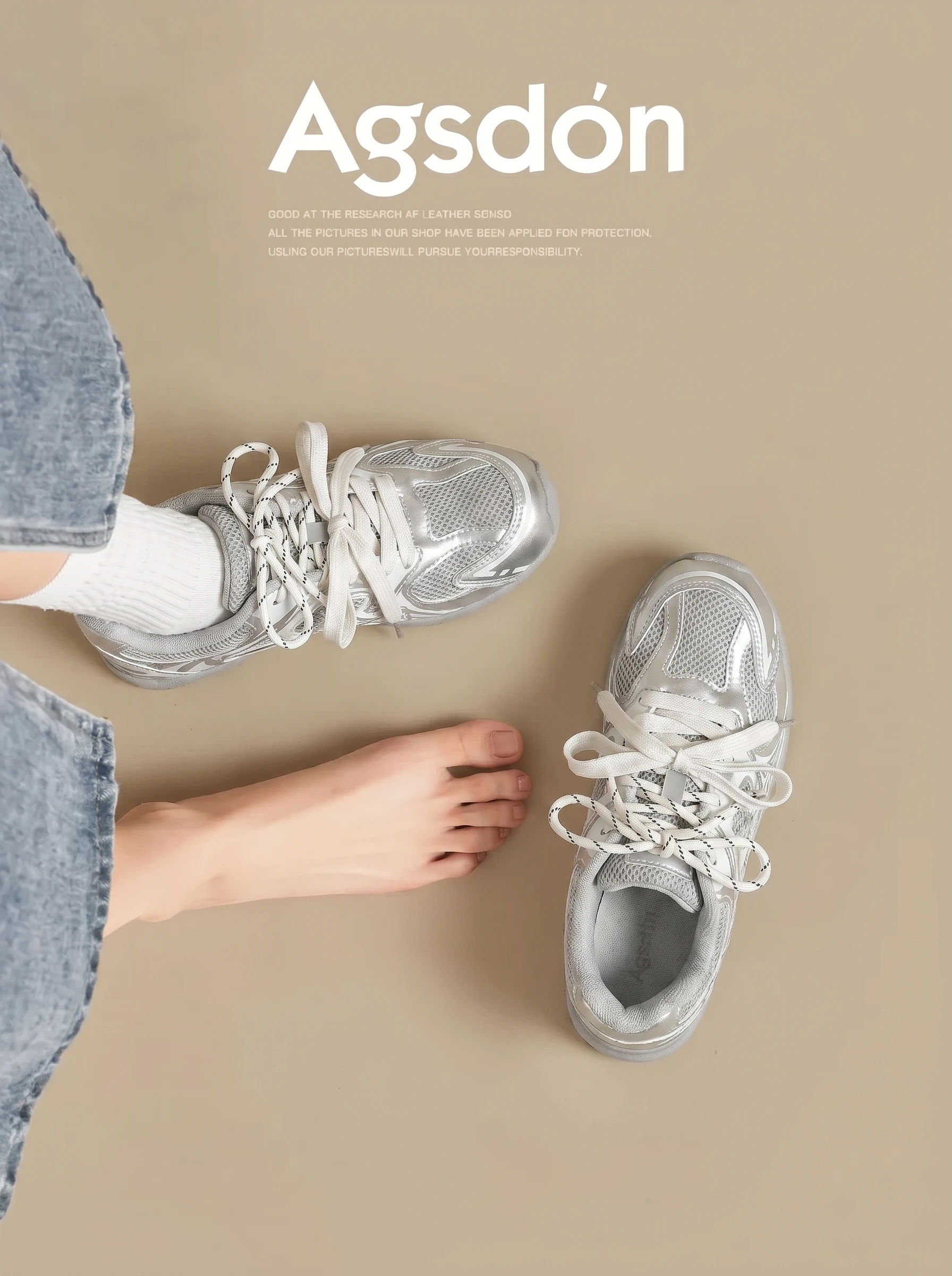 Women's Ballet Deux Shoes Silver Thick Bottom Breathable Mesh Sports High Insole Summer New Style Agsdon Casual Cross Tie
Women's Ballet Deux Shoes Silver Thick Bottom Breathable Mesh Sports High Insole Summer New Style Agsdon Casual Cross Tie
