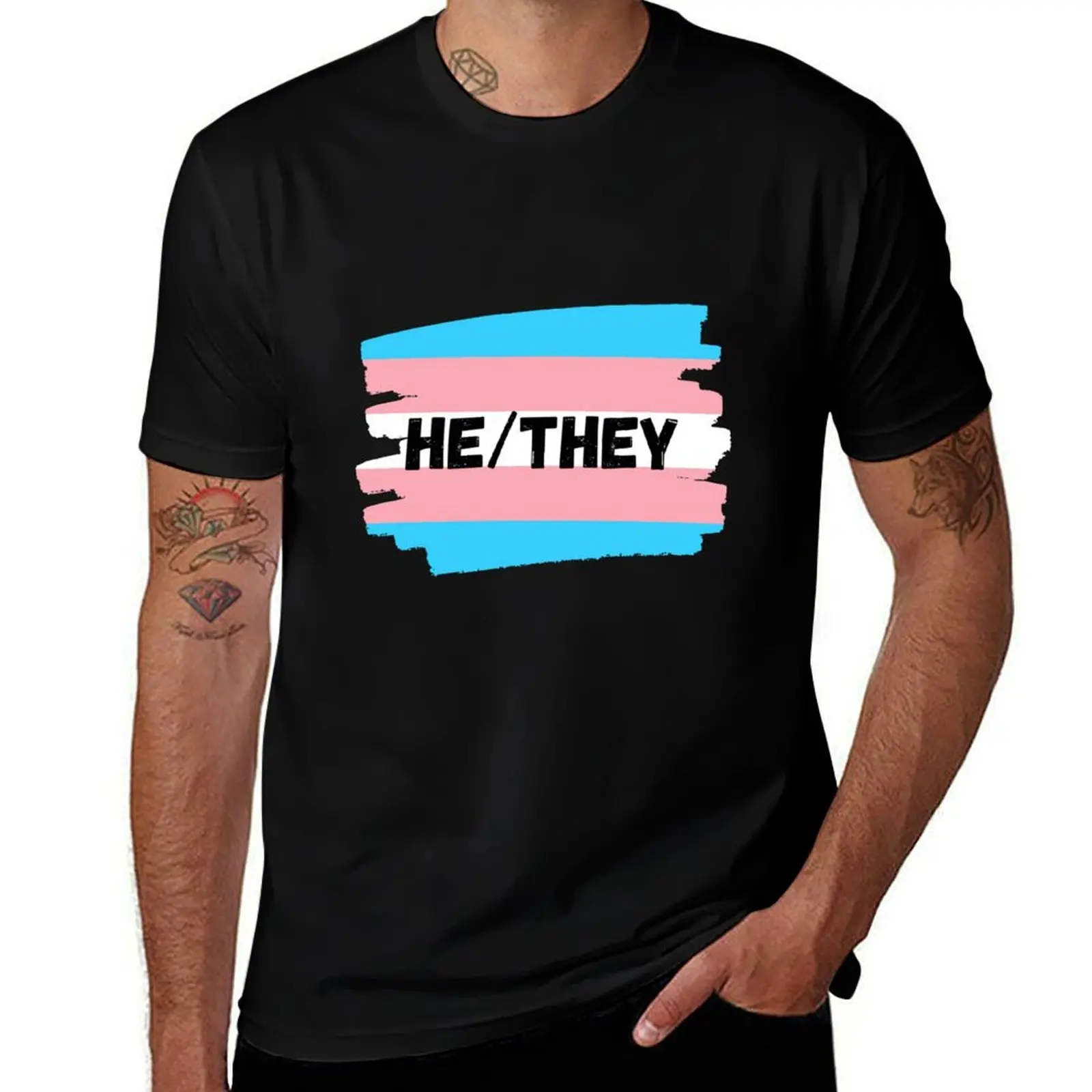 trans flag single he they pronoun sticker T-Shirt man t shirts for men casual funny t shirts man T-Shirt 
trans flag single he they pronoun sticker T-Shirt man t shirts for men casual funny t shirts man T-Shirt