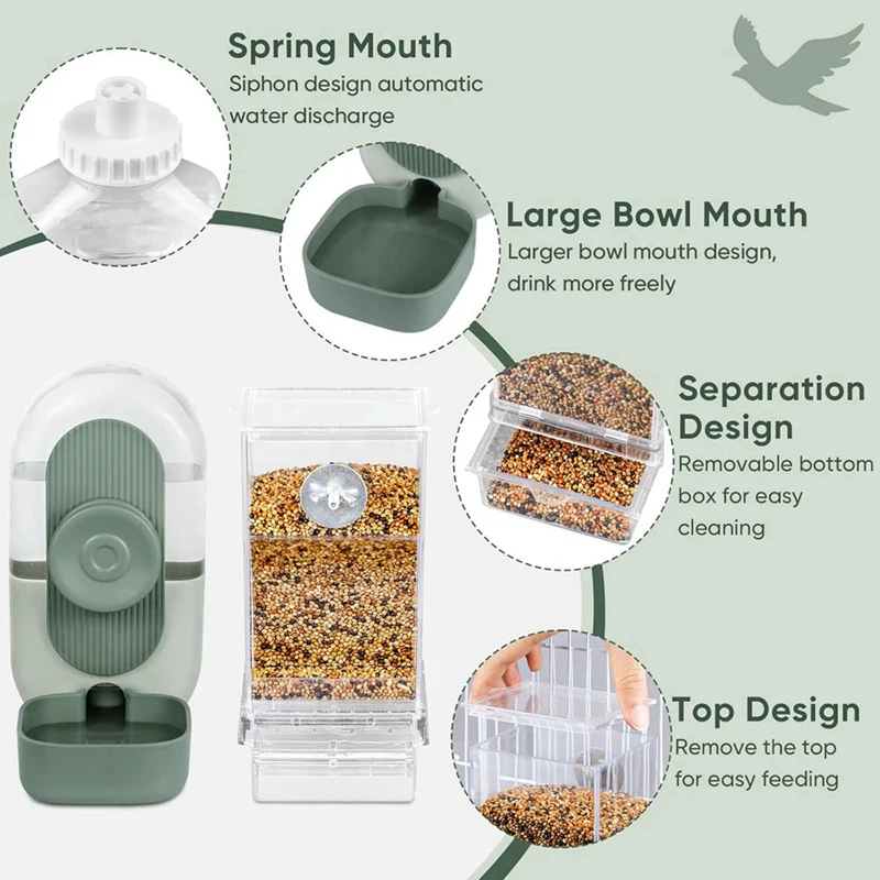 No Mess Bird Feeder & Water Dispenser Set - Automatic Feeding & Hydration, Parakeet Cage Accessories For Parrots
No Mess Bird Feeder & Water Dispenser Set - Automatic Feeding & Hydration, Parakeet Cage Accessories For Parrots