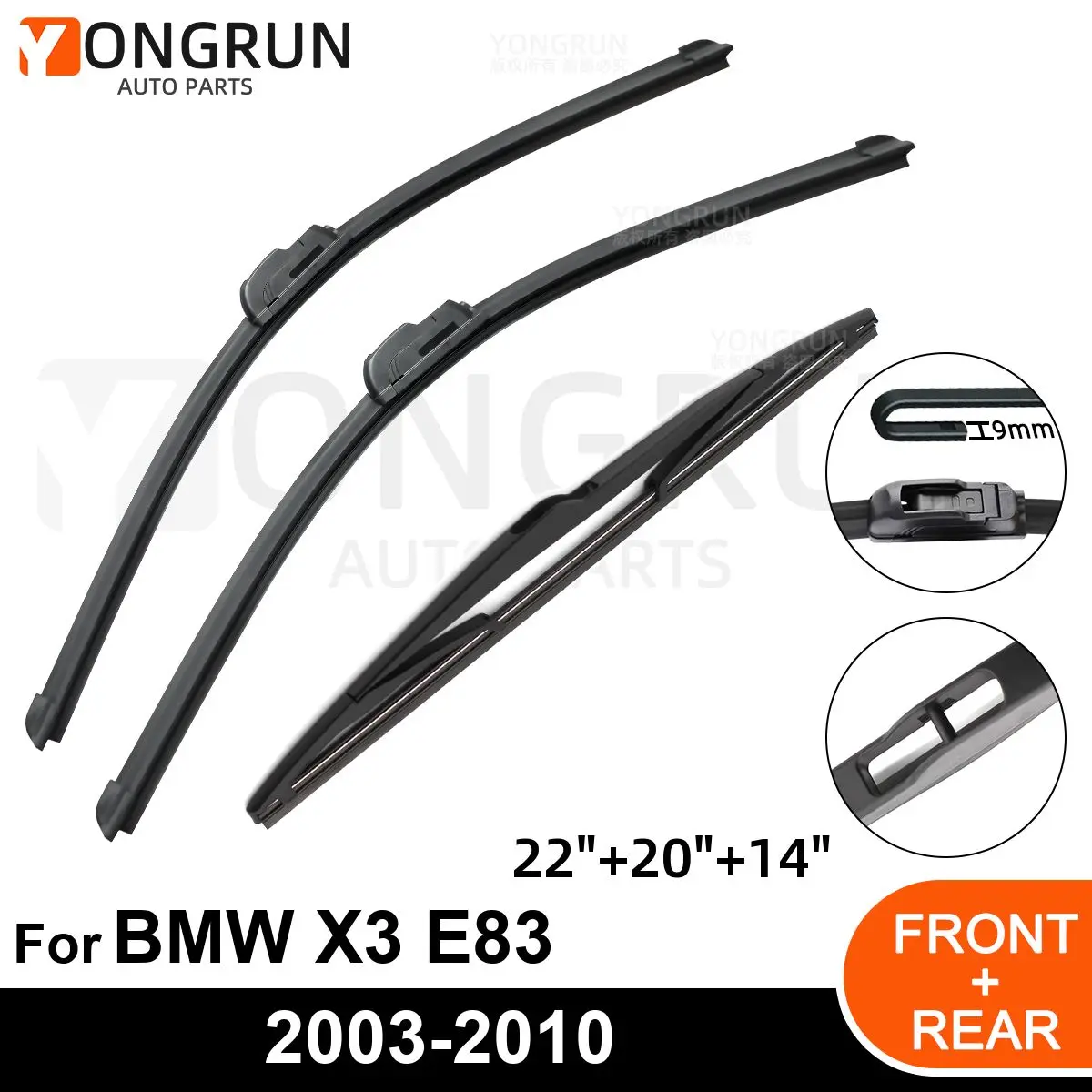 Щетка стеклоочистителя для BMW X3 E83 22 20 14 дюймов 2003 - 2006 2007 2008 2009 2010
Щетка стеклоочистителя для BMW X3 E83 22 20 14 дюймов 2003 - 2006 2007 2008 2009 2010