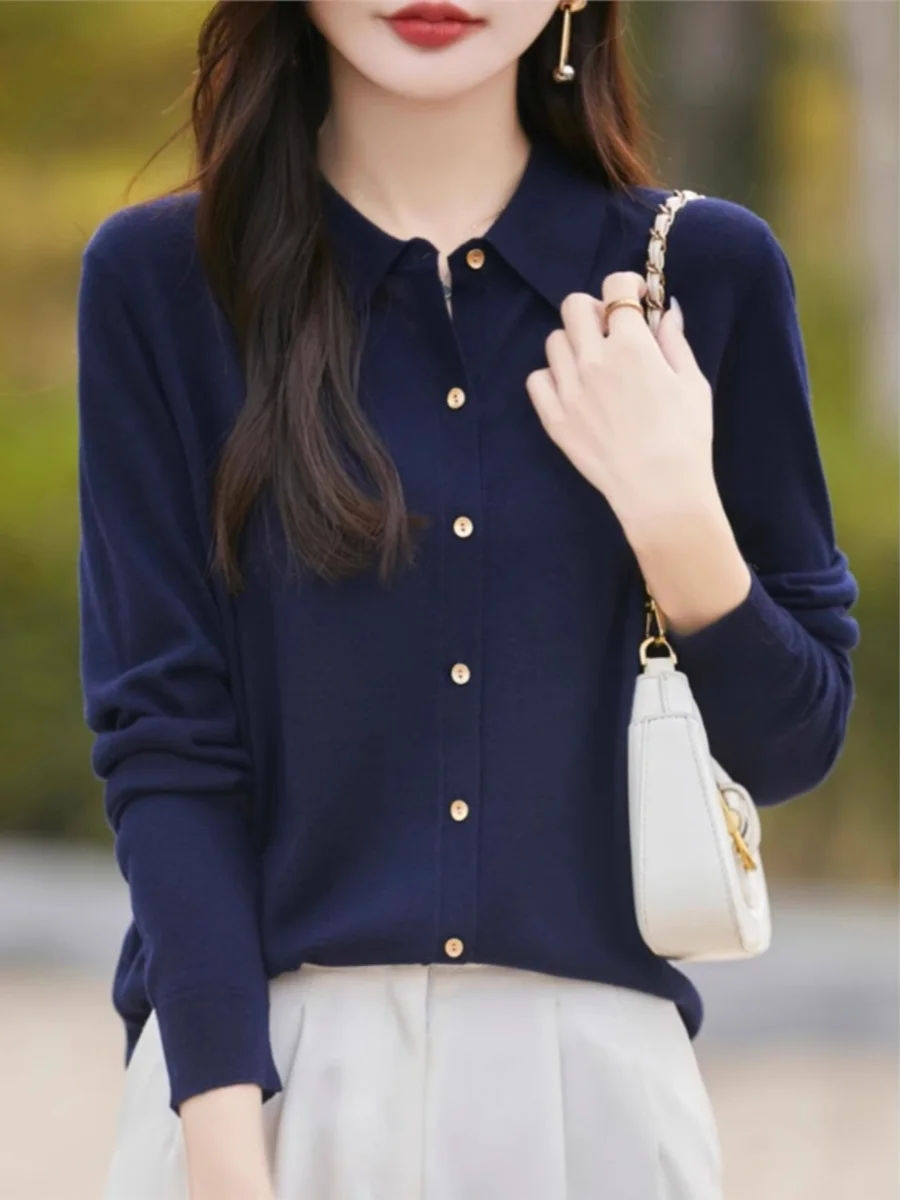 Кардиган с отложным воротником цвета кобальтовой синевы, женский, модный, весенний, новый, премиум-класса, для ношения под рубашку
Кардиган с отложным воротником цвета кобальтовой синевы, женский, модный, весенний, новый, премиум-класса, для ношения под рубашку