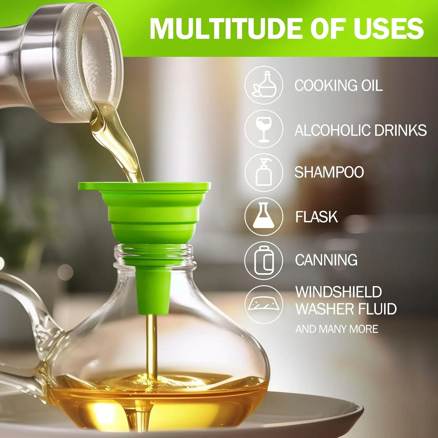 Foldable Telescopic Mini Funnel for Home Use, Plastic Funnel for Pouring Oil, Household Silicone Funnel for Oil Dispensing
Foldable Telescopic Mini Funnel for Home Use, Plastic Funnel for Pouring Oil, Household Silicone Funnel for Oil Dispensing