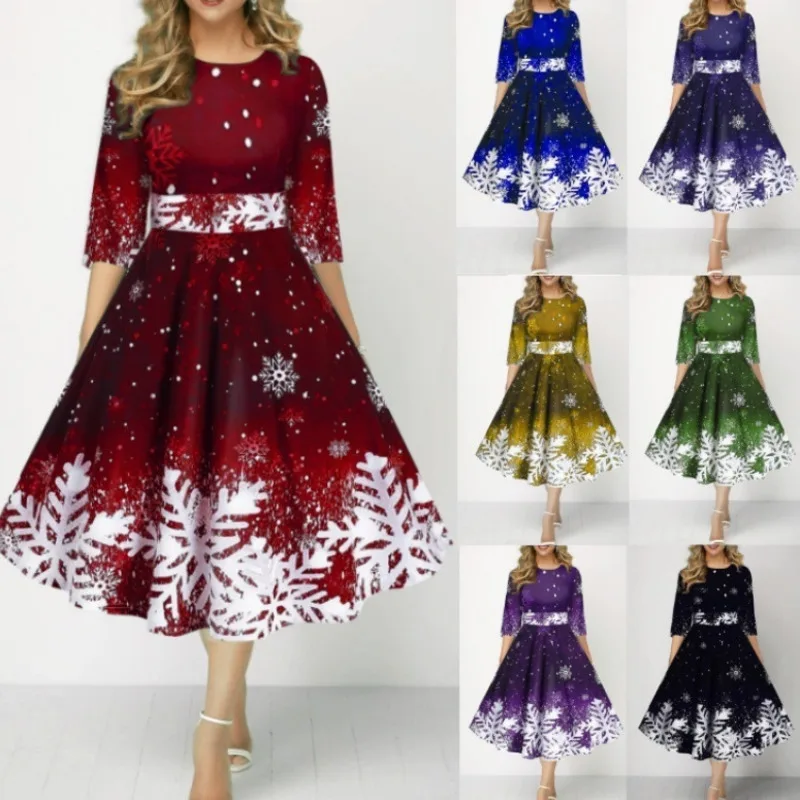 3D Snowflake Christmas Dresses Women Ins Mid Sleeve Waist A-Line Holiday Outfit Trendy Eur Xmas Party Fashion A-line Dresses New
3D Snowflake Christmas Dresses Women Ins Mid Sleeve Waist A-Line Holiday Outfit Trendy Eur Xmas Party Fashion A-line Dresses New