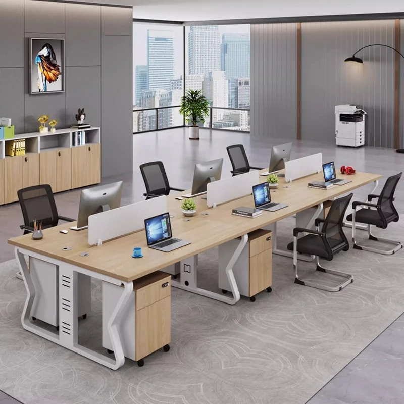 The combination of office desks and chairs for staff is simple, easy, and convenient. The booth is for staff's computer desk
The combination of office desks and chairs for staff is simple, easy, and convenient. The booth is for staff's computer desk