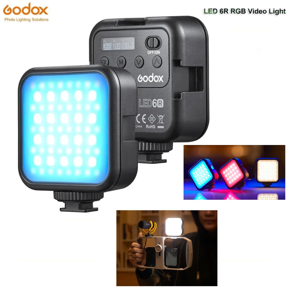 Godox LED 6R RGB Video Light Dimmable 0-360 Full Color 3200K-6500K 13FX Effects Built-in 1800mAh Li-ion Battery for Camera Light
Godox LED 6R RGB Video Light Dimmable 0-360 Full Color 3200K-6500K 13FX Effects Built-in 1800mAh Li-ion Battery for Camera Light