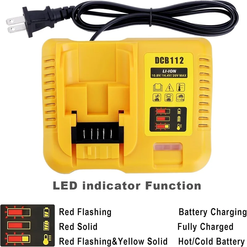DCB112 Замена зарядного устройства для литий-ионного аккумулятора DeWalt 10,8 В/14,4 В/18 В DCB201 DCB200 DCB612 DCB206 DCB204 DCB126
DCB112 Замена зарядного устройства для литий-ионного аккумулятора DeWalt 10,8 В/14,4 В/18 В DCB201 DCB200 DCB612 DCB206 DCB204 DCB126