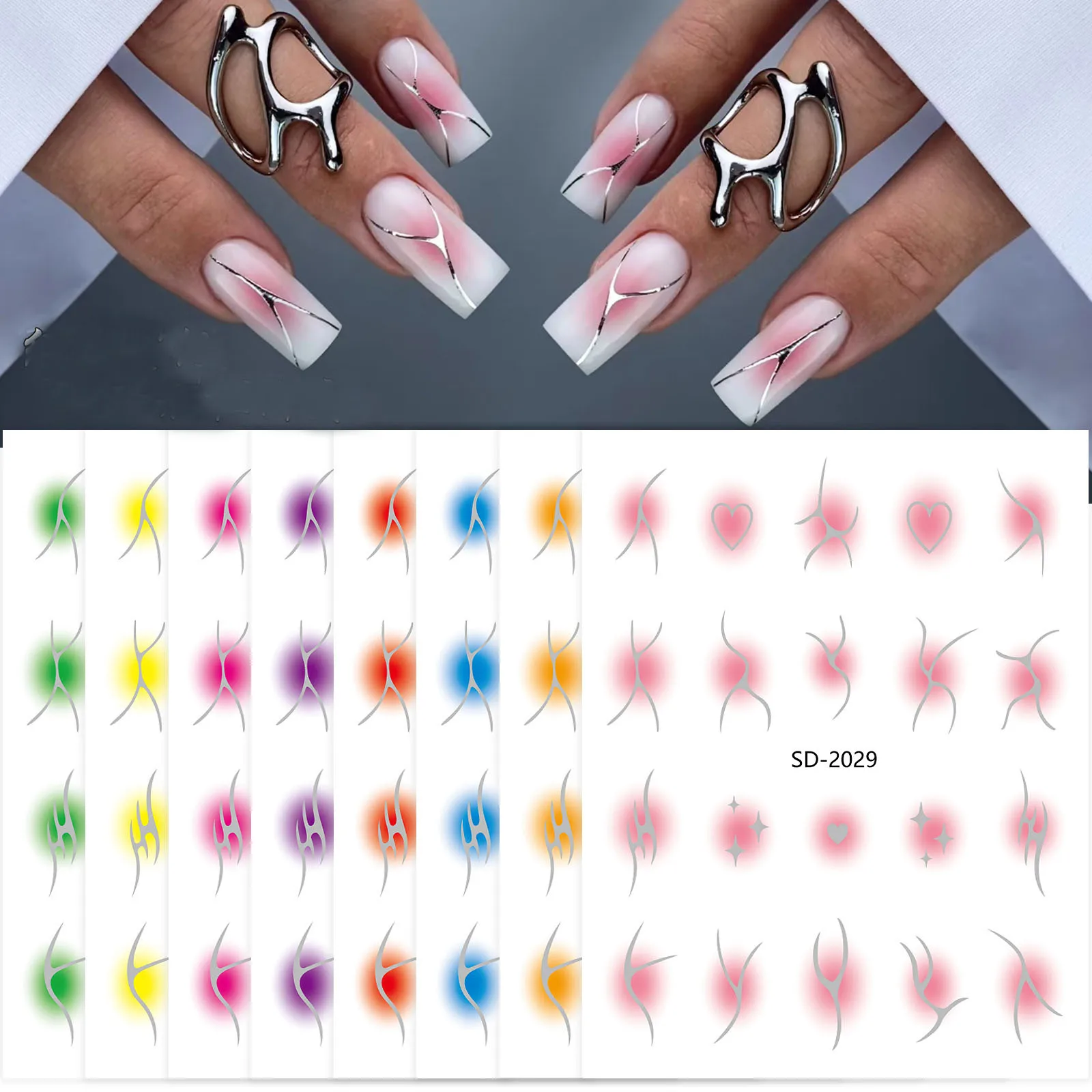 1PC Gradient Color French Nail Stickers With Irregular Silver Brozing Lines Nail Art Striped Adhesive DIY Manicure Nail Tool
1PC Gradient Color French Nail Stickers With Irregular Silver Brozing Lines Nail Art Striped Adhesive DIY Manicure Nail Tool