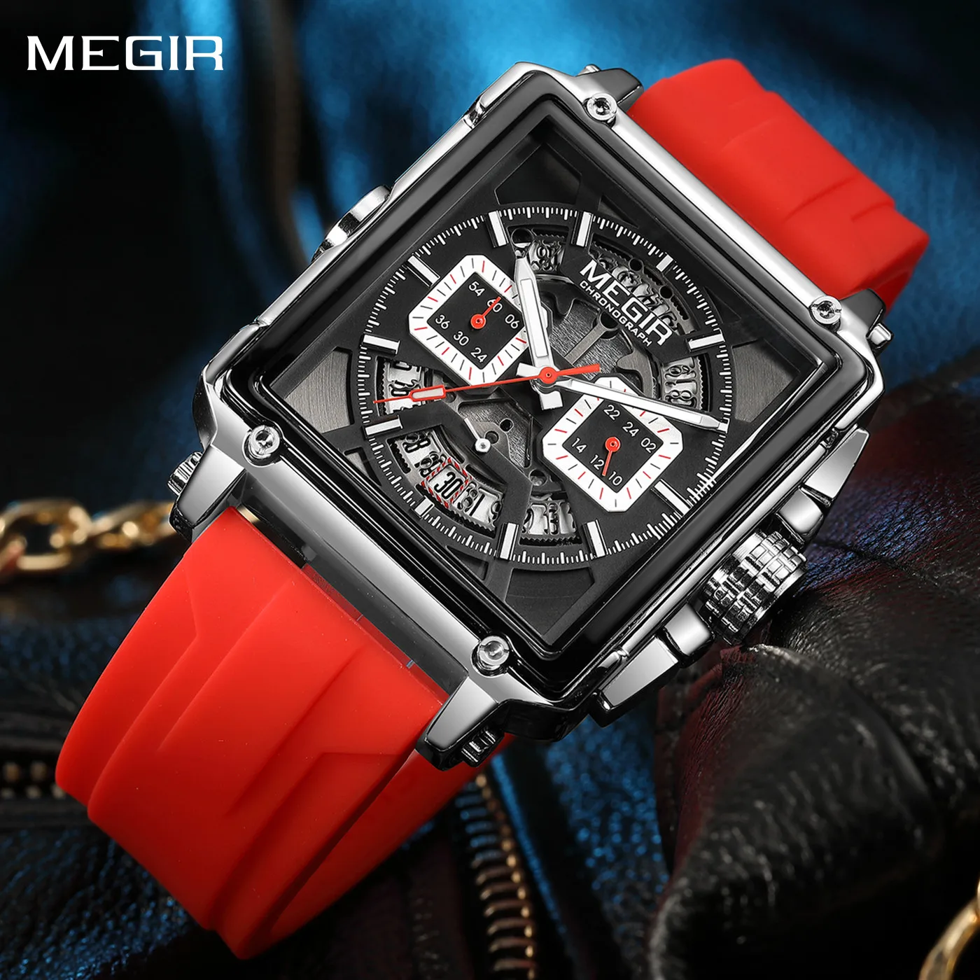 MEGIR Men's Square Chronograph Watch 3ATM Waterproof Quartz Sport Wristwatch for Men with Calendar & Stopwatch Reloj Hombre
MEGIR Men's Square Chronograph Watch 3ATM Waterproof Quartz Sport Wristwatch for Men with Calendar & Stopwatch Reloj Hombre