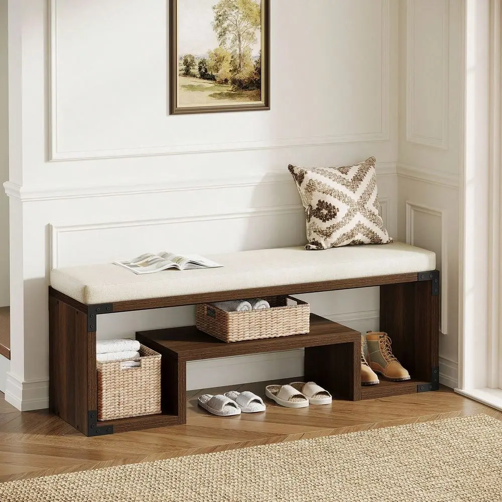 47 Entryway Shoe Bench With Cushion, Storage Bench With Shelf Removable Padded Seat, Multipurpose Organizer For Home Bedroom
47 Entryway Shoe Bench With Cushion, Storage Bench With Shelf Removable Padded Seat, Multipurpose Organizer For Home Bedroom