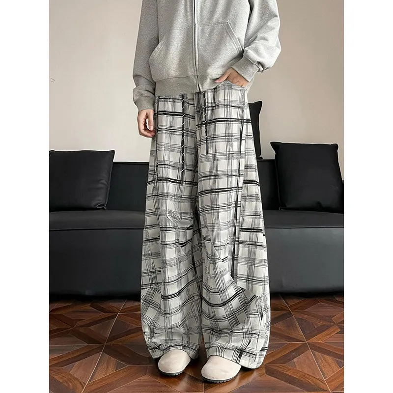Loose Men's Plaid Wide Leg Pants Floor-Length Casual Trousers Spring Faion Retro Deconstructed Straight Leg Polyester Fiber
Loose Men's Plaid Wide Leg Pants Floor-Length Casual Trousers Spring Faion Retro Deconstructed Straight Leg Polyester Fiber