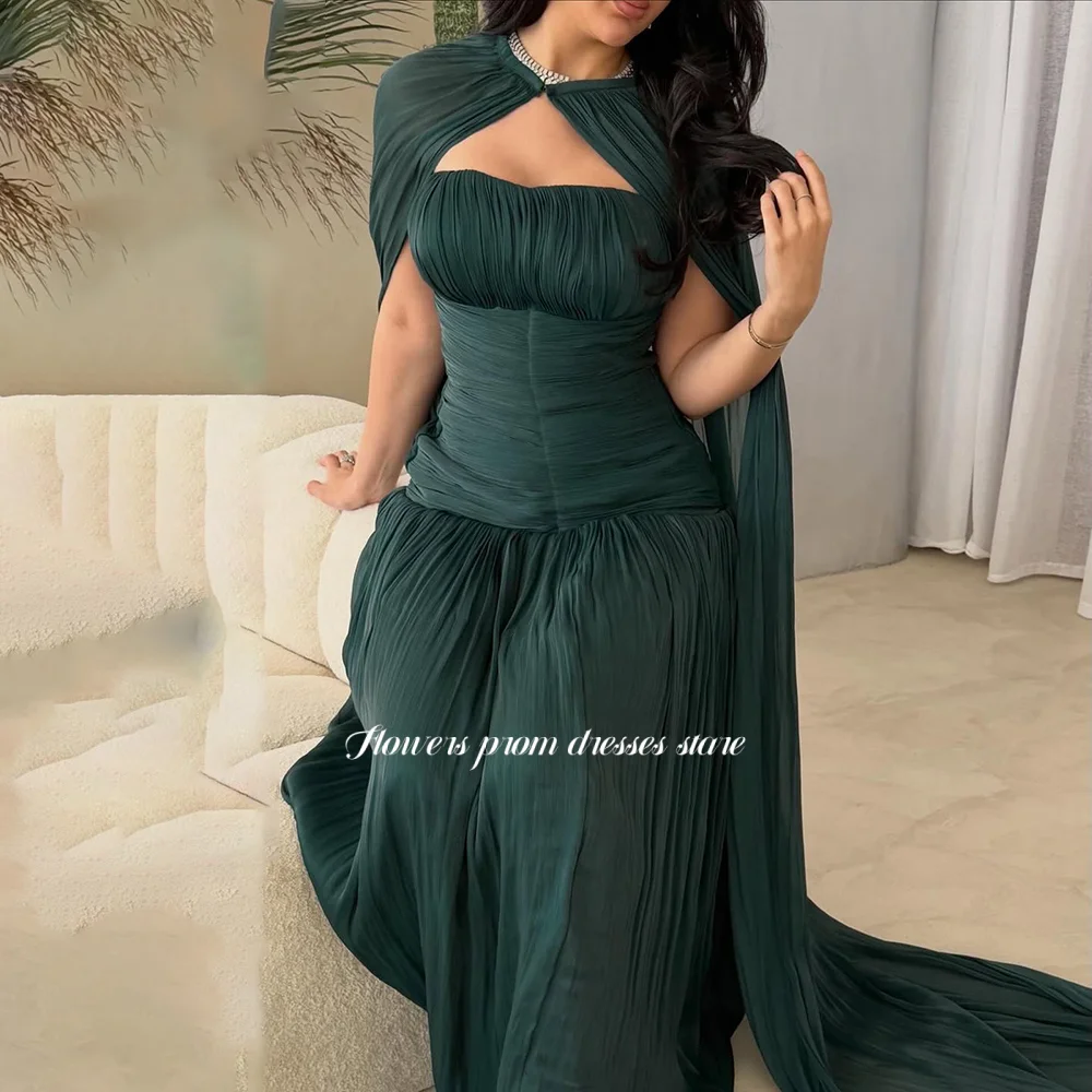 Flowers Green Party Dress with Pleats Cape Sleeve Evening Dresses A Line Formal Occasion Dress Robe De Soirée Customized
Flowers Green Party Dress with Pleats Cape Sleeve Evening Dresses A Line Formal Occasion Dress Robe De Soirée Customized