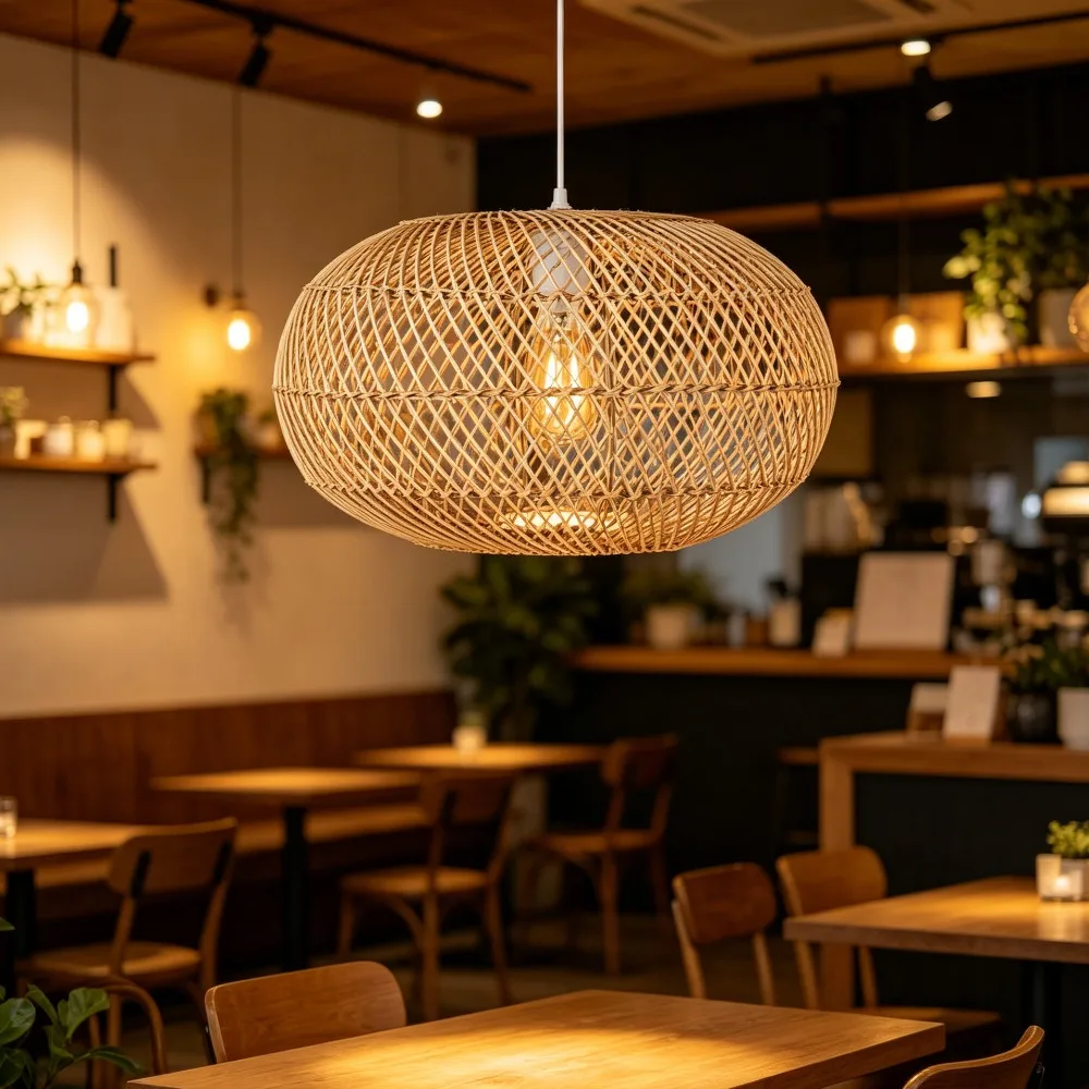JOYINLED Wicker Woven Chandelier 40CM Hand-Woven Rattan Hanging Light Modern Pendant Lamp for Kitchen Island Foyer Farmhouse
JOYINLED Wicker Woven Chandelier 40CM Hand-Woven Rattan Hanging Light Modern Pendant Lamp for Kitchen Island Foyer Farmhouse