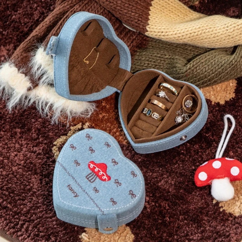 Denims Jewelry Storage Case Compact Heart Design Multi Pocket Charm Organizers Y5GB
Denims Jewelry Storage Case Compact Heart Design Multi Pocket Charm Organizers Y5GB