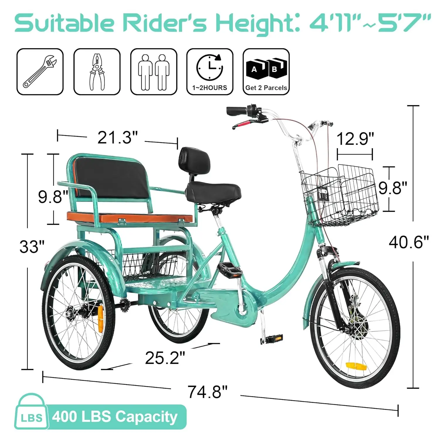 Взрослый трехколесный велосипед, 20-дюймовый трехколесный велосипед для взрослых с сиденьем, низкопрофильный круизер с передними и задними колесами, на заказ
Взрослый трехколесный велосипед, 20-дюймовый трехколесный велосипед для взрослых с сиденьем, низкопрофильный круизер с передними и задними колесами, на заказ
