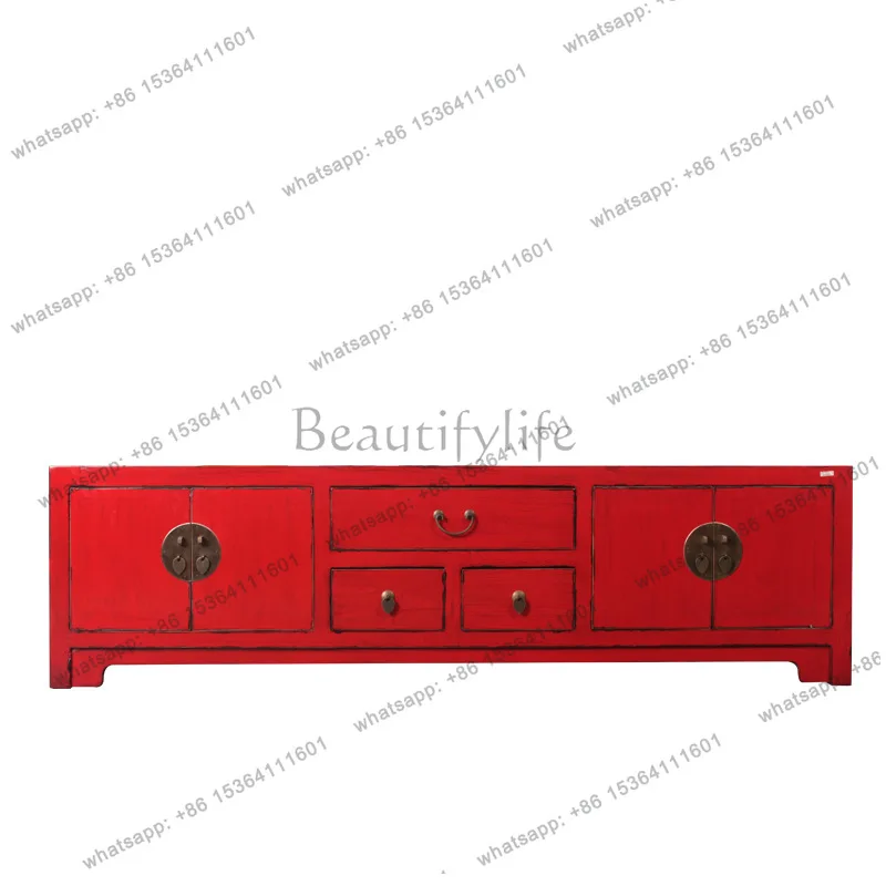 New Chinese solid wood long TV cabinet living room modern retro home floor cabinet
New Chinese solid wood long TV cabinet living room modern retro home floor cabinet