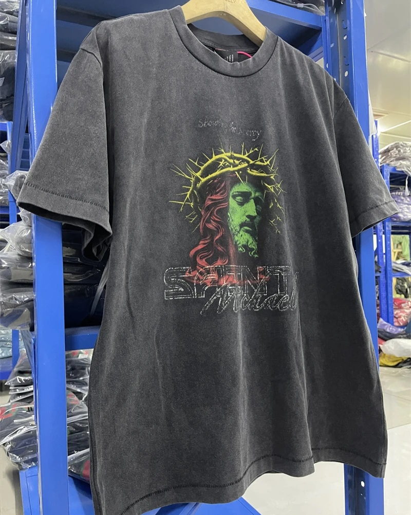 25ss Jesus Crown of Thorns Saint Michael Oversized T Shirt Men Women Washed Black Pure Cotton Short Sleeves
25ss Jesus Crown of Thorns Saint Michael Oversized T Shirt Men Women Washed Black Pure Cotton Short Sleeves