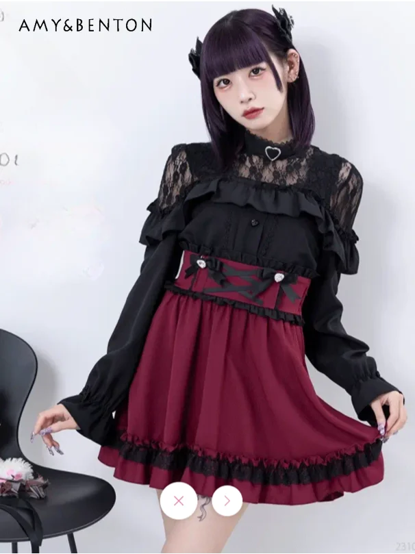 Summer New Japanese Sweet Lotus Leaf Skirt Women Lolita Cute Lace Wooden Ear Mini Skirt Kawaii Lace-up Slim Bow A-line Skirts
Summer New Japanese Sweet Lotus Leaf Skirt Women Lolita Cute Lace Wooden Ear Mini Skirt Kawaii Lace-up Slim Bow A-line Skirts
