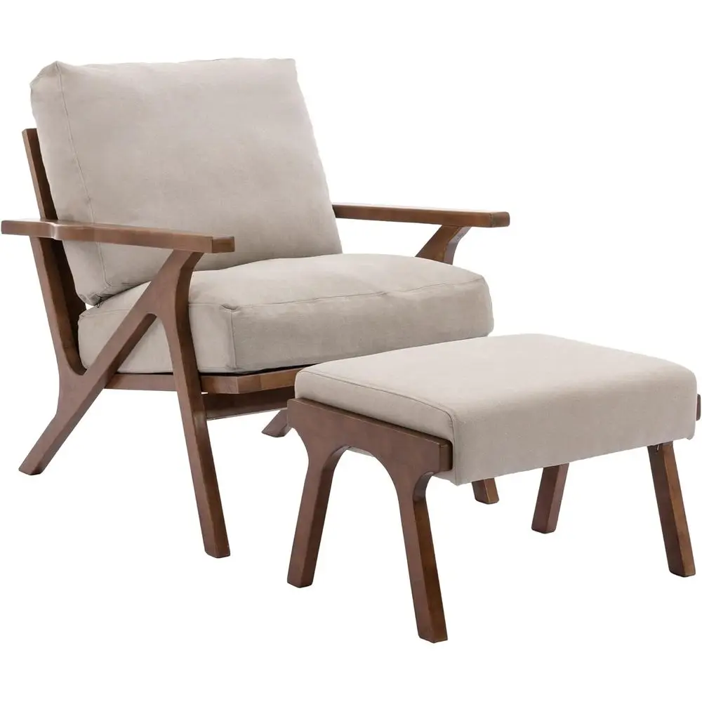 Century-Style Accent Chair with Ottoman, Comfortable Upholstered Lounge Chair with Removable Cushions, Ideal for Living Room, Be
Century-Style Accent Chair with Ottoman, Comfortable Upholstered Lounge Chair with Removable Cushions, Ideal for Living Room, Be