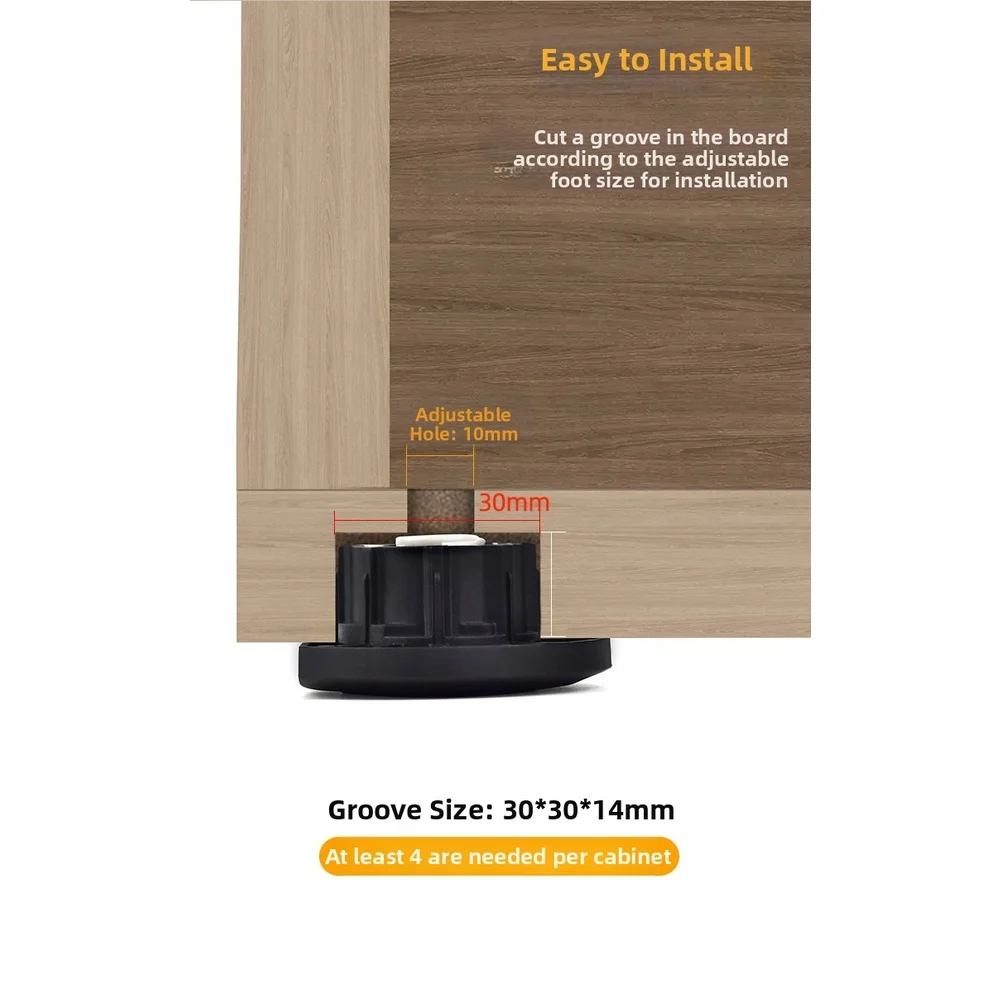Tool-free Install Cabinet Feet Black Adjustable Height Range Heavy-duty Load Capacity Easy Tool-free Installation
Tool-free Install Cabinet Feet Black Adjustable Height Range Heavy-duty Load Capacity Easy Tool-free Installation