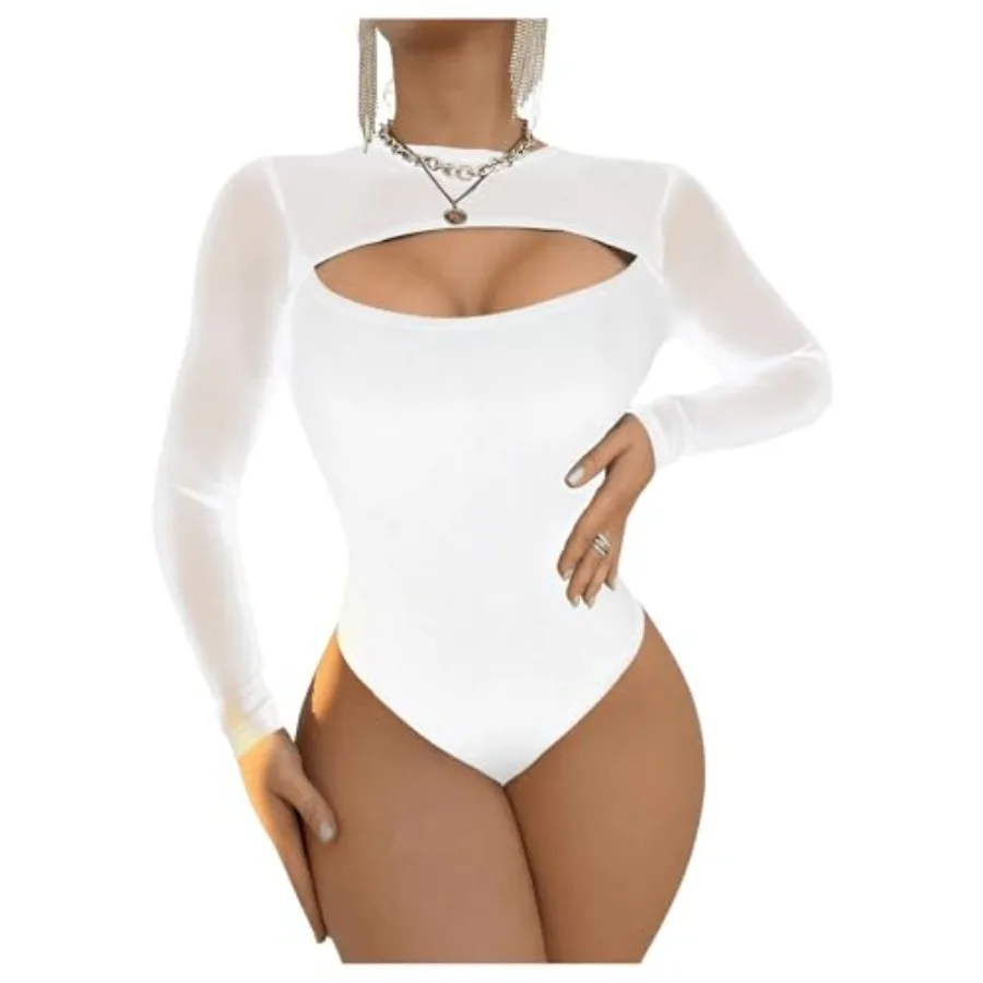 WDIRARA Women's Mesh Long Sleeve Bodysuit Sheer Cut Out Crew Neck Sexy Leotard Tops
WDIRARA Women's Mesh Long Sleeve Bodysuit Sheer Cut Out Crew Neck Sexy Leotard Tops