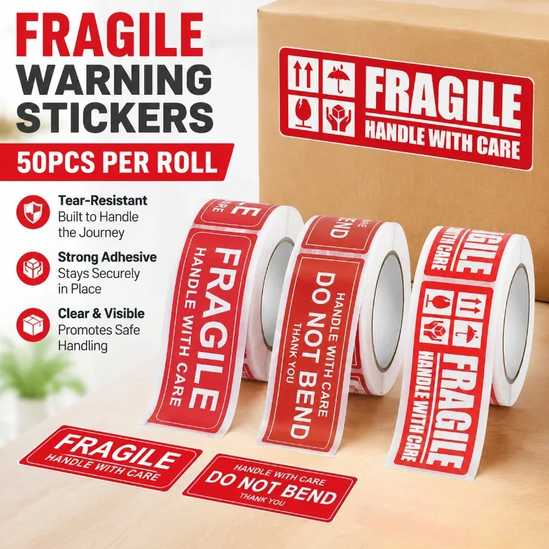 Fragile Carton Sealing Roll Sticker Rectangle Warning Tag Anti-tear Self-adhesive Decal Logistics Cargo Breakable Goods Shipping
Fragile Carton Sealing Roll Sticker Rectangle Warning Tag Anti-tear Self-adhesive Decal Logistics Cargo Breakable Goods Shipping