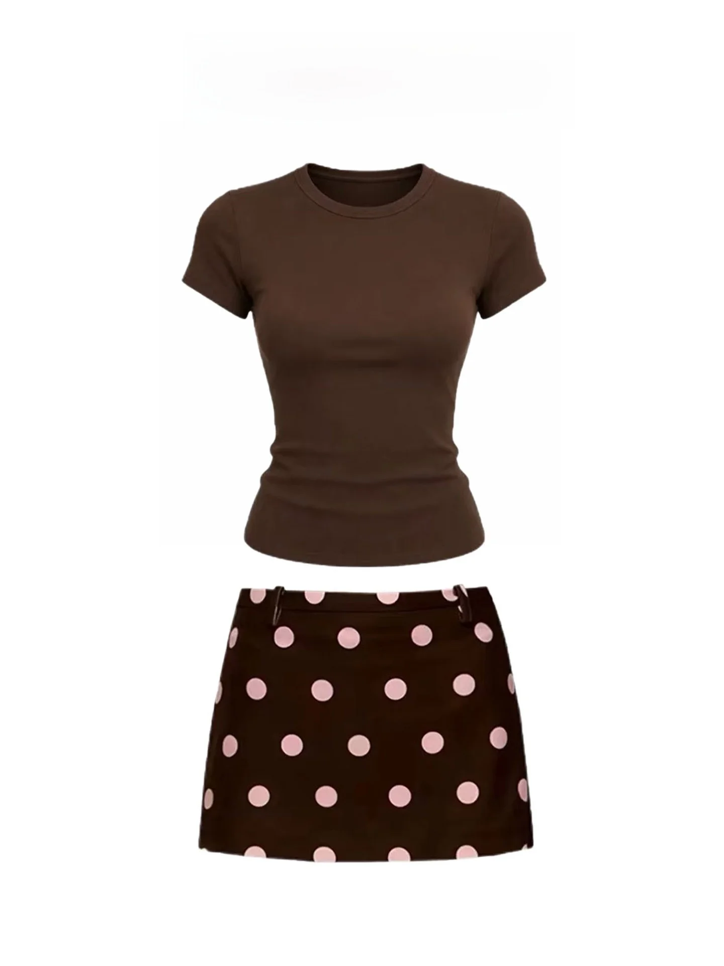 Retro Korean Style Women's Short Sleeve T-Shirt And Polka Dot Wrap around Skirt Two Piece Set Summer Casual Fashion
Retro Korean Style Women's Short Sleeve T-Shirt And Polka Dot Wrap around Skirt Two Piece Set Summer Casual Fashion