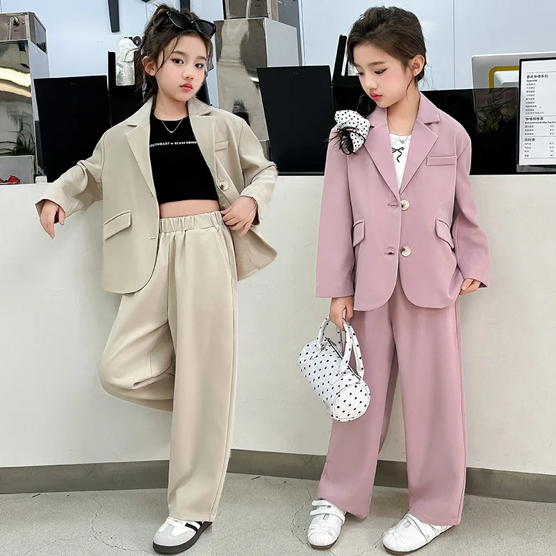 Spring Autumn Teenage Girls Blazer Suits Kids Clothing Set Jackets+Pants Fashion Loose Casual Outfits 4-14 child Casual Costumes
Spring Autumn Teenage Girls Blazer Suits Kids Clothing Set Jackets+Pants Fashion Loose Casual Outfits 4-14 child Casual Costumes
