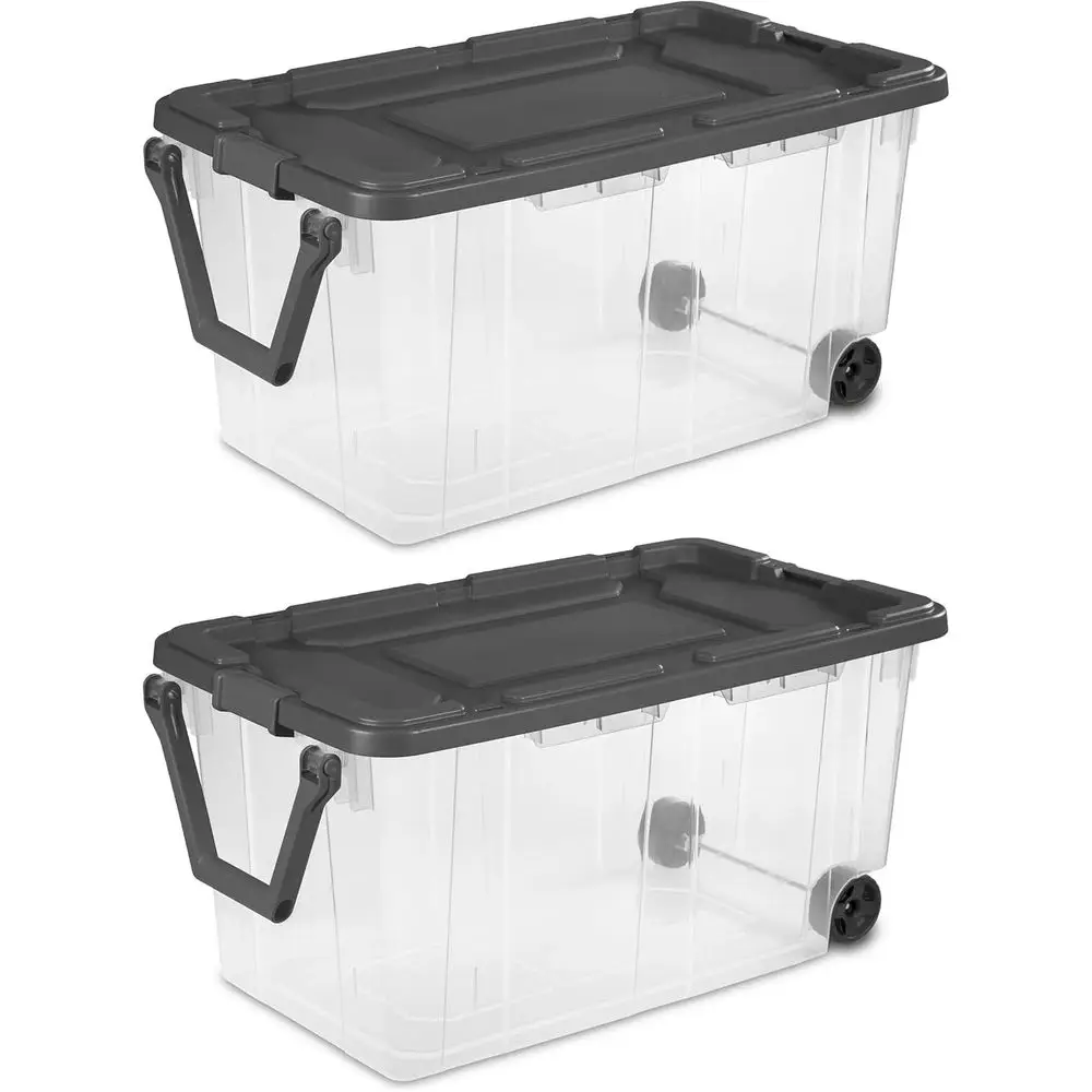 40 Gallon Stackable Storage Bins with Lids, Wheeled Home and Industrial Use, Set of 2 - Clear/Gray
40 Gallon Stackable Storage Bins with Lids, Wheeled Home and Industrial Use, Set of 2 - Clear/Gray
