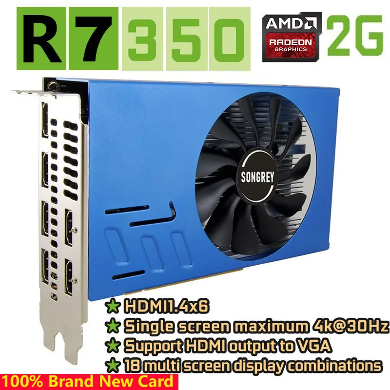 SONGREY R7 350 2GB 6 HDMI Multi-Monitor Graphics Card,GDDR5 128bits GPU for Stock Trading/Surveillance
SONGREY R7 350 2GB 6 HDMI Multi-Monitor Graphics Card,GDDR5 128bits GPU for Stock Trading/Surveillance