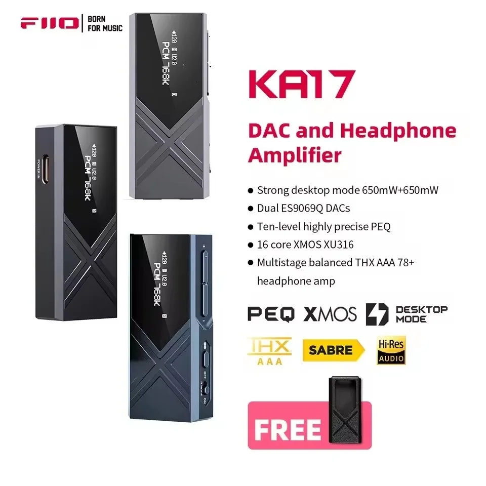 FiiO KA17 Portable USB DAC Dual ES9069Q Audio HiFi Decoder PCM768 DSD512 3.5/4.4mm Output for Android iOS Mac Win10
FiiO KA17 Portable USB DAC Dual ES9069Q Audio HiFi Decoder PCM768 DSD512 3.5/4.4mm Output for Android iOS Mac Win10
