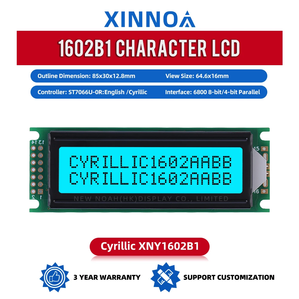 Cyrillic Ice Blue Film Черные буквы 1602B1 Персональный ЖК-экран 64,6*16 мм Интерфейс 14PIN ST7066U Двухрядный интерфейсный модуль
Cyrillic Ice Blue Film Черные буквы 1602B1 Персональный ЖК-экран 64,6*16 мм Интерфейс 14PIN ST7066U Двухрядный интерфейсный модуль