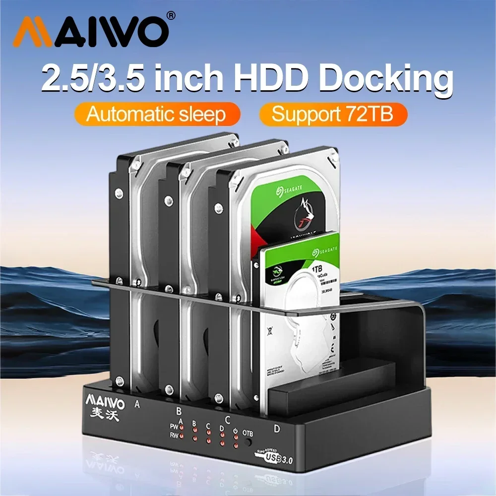 US.EU MAIWO 4 Bay Hard Drive Enclosure Sata to USB 3.0 External Multi-Bay 2.5& 3.5 Inch HDD SDD Docking Station Hard Disk Box Fo
US.EU MAIWO 4 Bay Hard Drive Enclosure Sata to USB 3.0 External Multi-Bay 2.5& 3.5 Inch HDD SDD Docking Station Hard Disk Box Fo