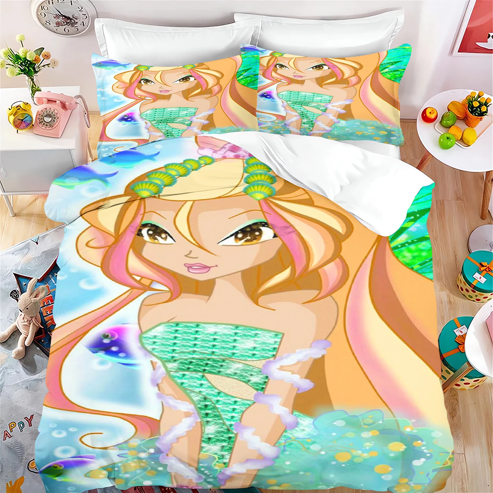 Cartoon Winx Club Printed Bedding Set Soft Duvet Cover Set Quilt Cover Pillowcase Set Home Textile Bedclothes For Kids Adult Boy 
Cartoon Winx Club Printed Bedding Set Soft Duvet Cover Set Quilt Cover Pillowcase Set Home Textile Bedclothes For Kids Adult Boy