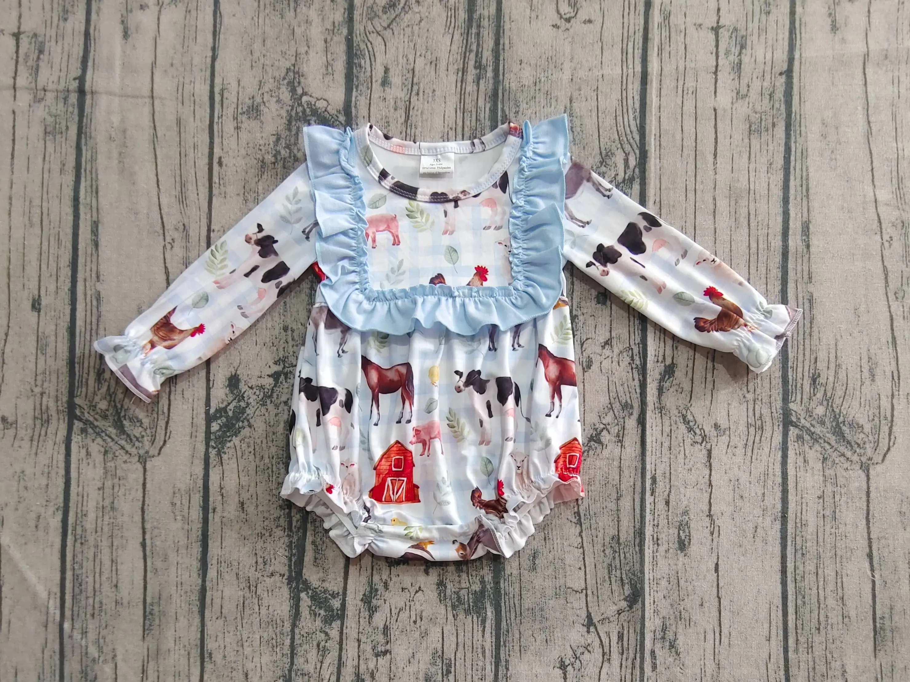 Wholesale Infant Children Farm Animals Newborn Coverall Bodysuit Long Sleeves Girl Blue Ruffle Romper Toddler Baby Kids Clothes
Wholesale Infant Children Farm Animals Newborn Coverall Bodysuit Long Sleeves Girl Blue Ruffle Romper Toddler Baby Kids Clothes