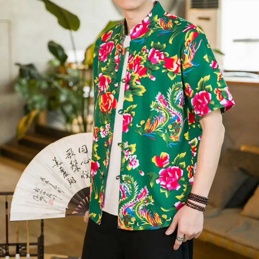 Men Vintage Shirt Men Short Sleeve Shirt Vintage Chinese Style Men's Summer Shirt with Northeastern Flower Pattern Stand Collar
Men Vintage Shirt Men Short Sleeve Shirt Vintage Chinese Style Men's Summer Shirt with Northeastern Flower Pattern Stand Collar