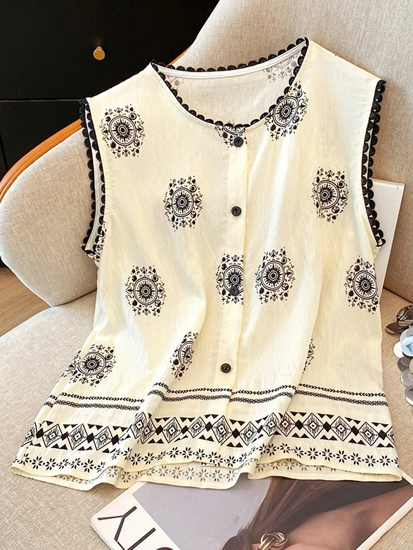 Летний тонкий этнический топ-жилет с принтом, свободный крой, милый, в стиле кэжуал, из полиэфирного волокна, на одной пуговице
Летний тонкий этнический топ-жилет с принтом, свободный крой, милый, в стиле кэжуал, из полиэфирного волокна, на одной пуговице