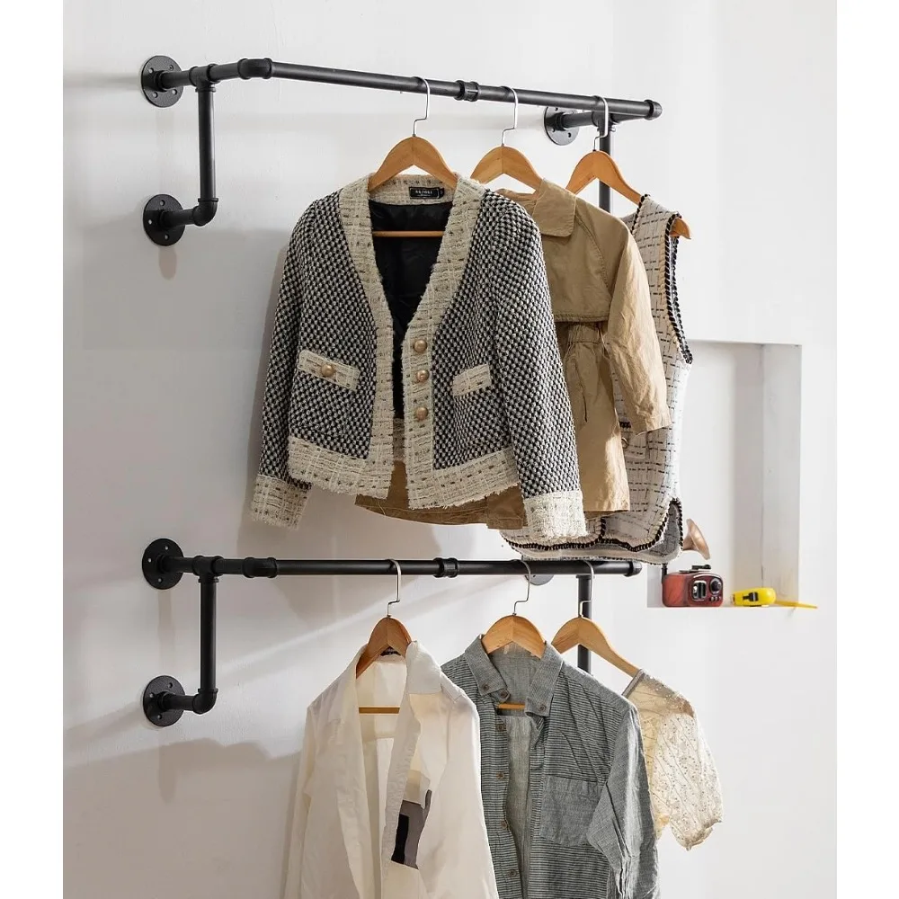 Clothes Rack, Industrial Wall Pipe Clothing Rack for Hanging Clothes, Wall Mounted Heavy Duty Space Saving Garment Rack
Clothes Rack, Industrial Wall Pipe Clothing Rack for Hanging Clothes, Wall Mounted Heavy Duty Space Saving Garment Rack