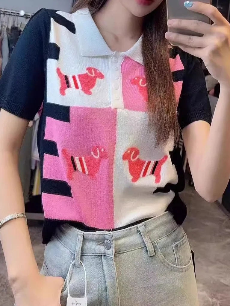 Embroidered Ne ort Sve Women's Knitwear Dog Pattern Design Casual Comfortable Polyester Fiber T-irt
Embroidered Ne ort Sve Women's Knitwear Dog Pattern Design Casual Comfortable Polyester Fiber T-irt