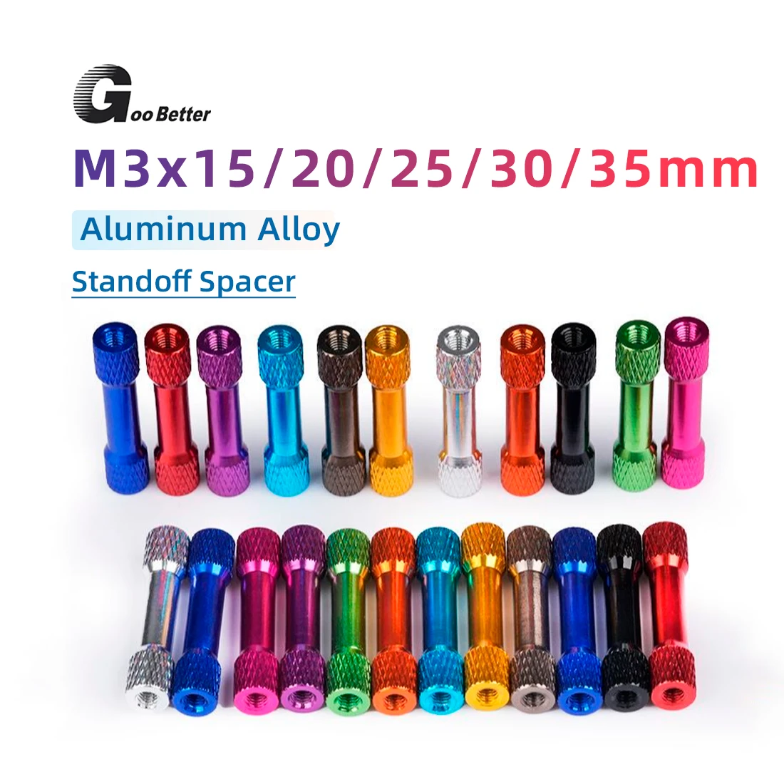10pcs/lot M3 double round knurled colourful aluminum spacer standoff Length 15/20/25/30/35mm Aluminum Standoff
10pcs/lot M3 double round knurled colourful aluminum spacer standoff Length 15/20/25/30/35mm Aluminum Standoff