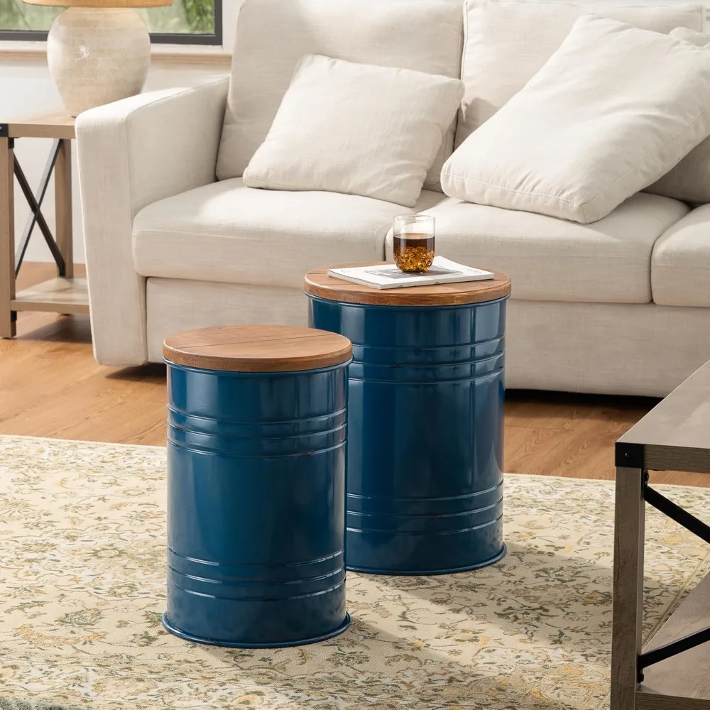 Galvanized Barrel Metal Accent Side Table Toy Box Bin with Round Wood Lid for Living Room, Set of 2, Stools & Ottomans
Galvanized Barrel Metal Accent Side Table Toy Box Bin with Round Wood Lid for Living Room, Set of 2, Stools & Ottomans
