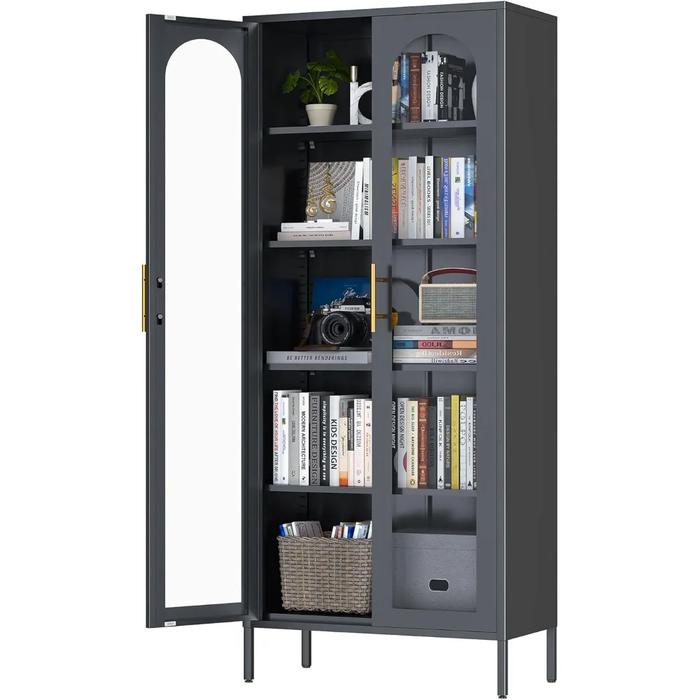 71" Tall Bookcase, 5-Tier Metal Bookshelf with Tempered Glass Doors, Study Book Shelf
71" Tall Bookcase, 5-Tier Metal Bookshelf with Tempered Glass Doors, Study Book Shelf